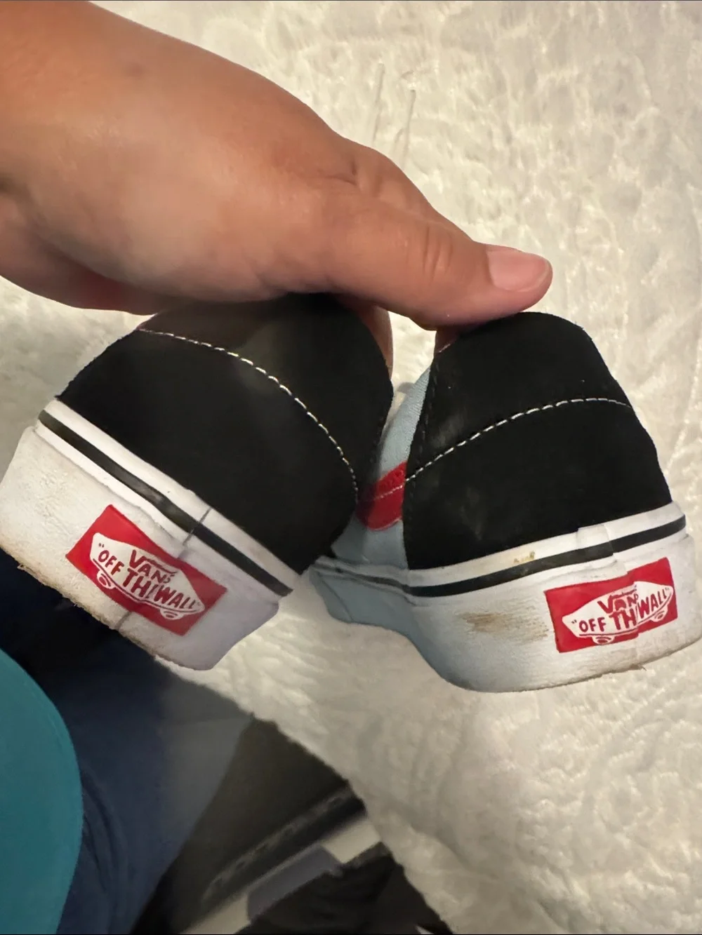 Vans Low-Top Sneakers in Black, Red, and White